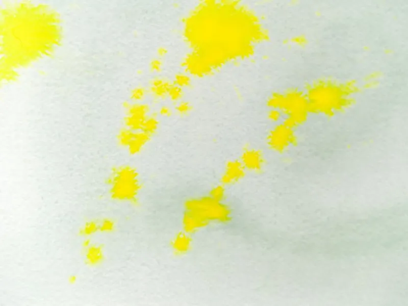 Dabs of yellow paint on paper.